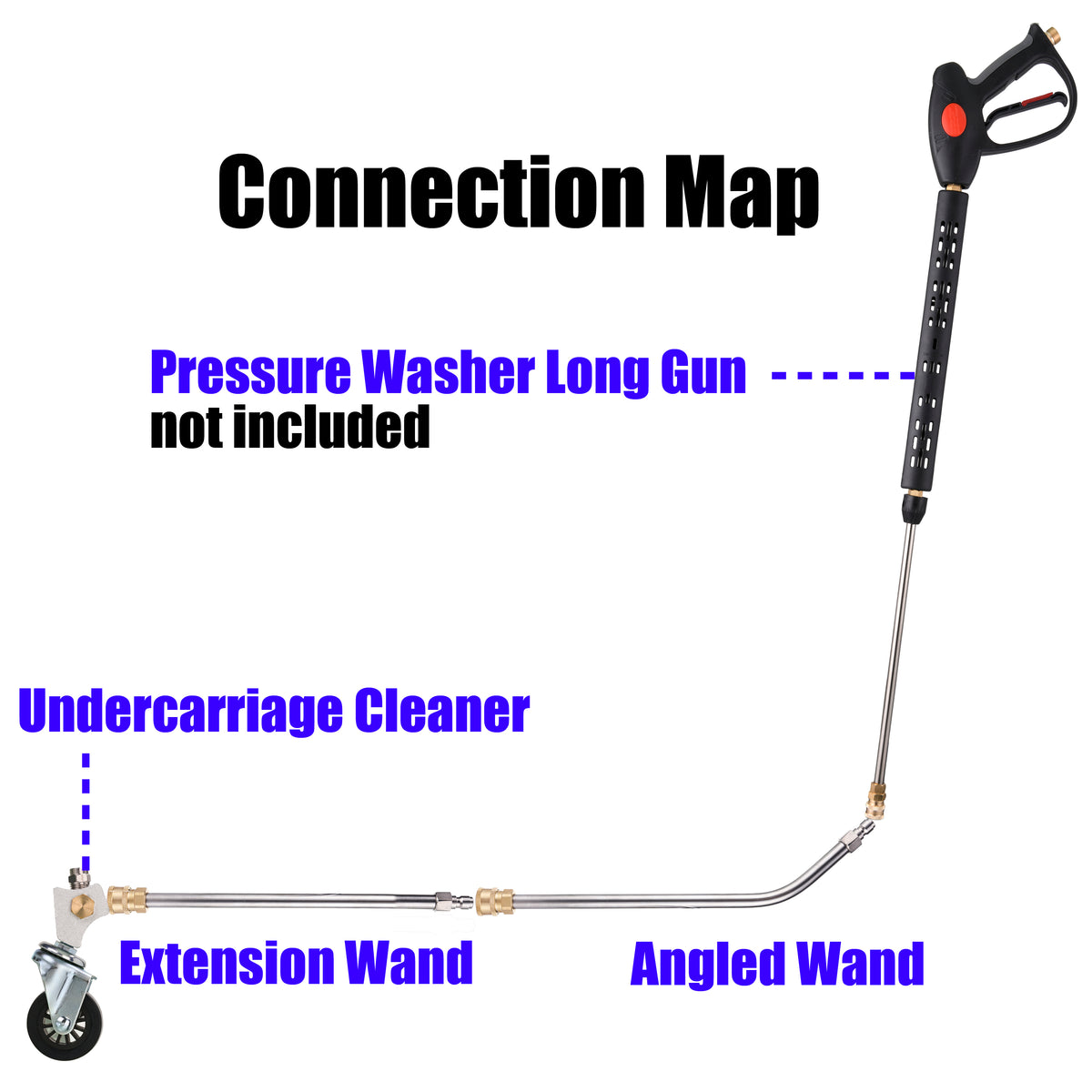 Pressure Washer Undercarriage Cleaner 1500 Psi To 4000 Psi Undercarriage  Water Broom With 13 Inch Extension Wand And 45 Degree Angled Wand