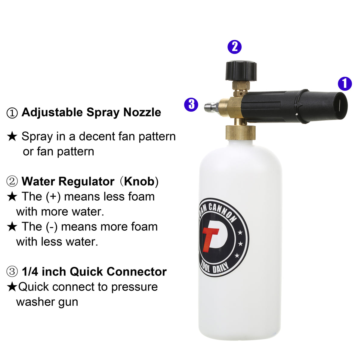 M MINGLE Foam Cannon for Pressure Washer, Car Foam Sprayer with 1/4 Inch  Quick Connector