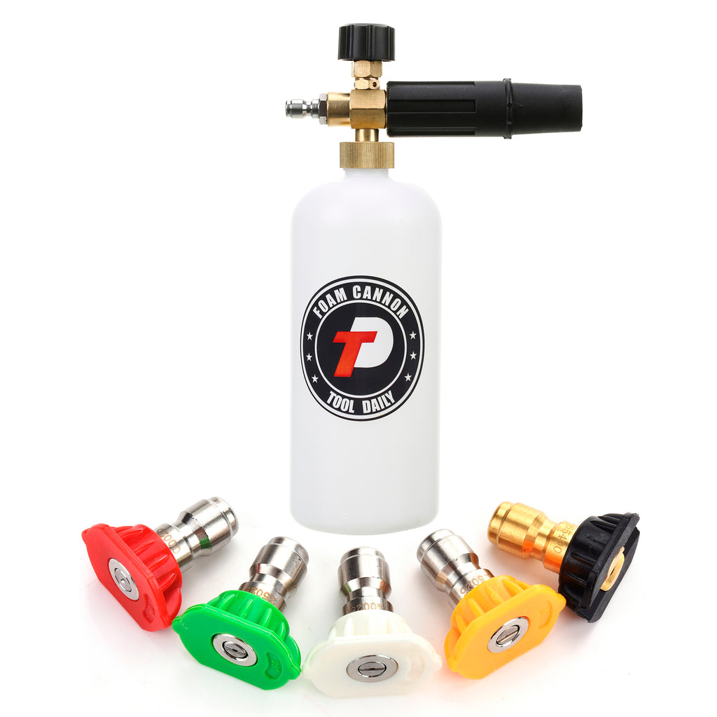 Foam Cannon with 1/4" Quick Connect Plug, 0.22 Gallon, 5 Snap-on Spray Nozzle Tips, 6 PCS