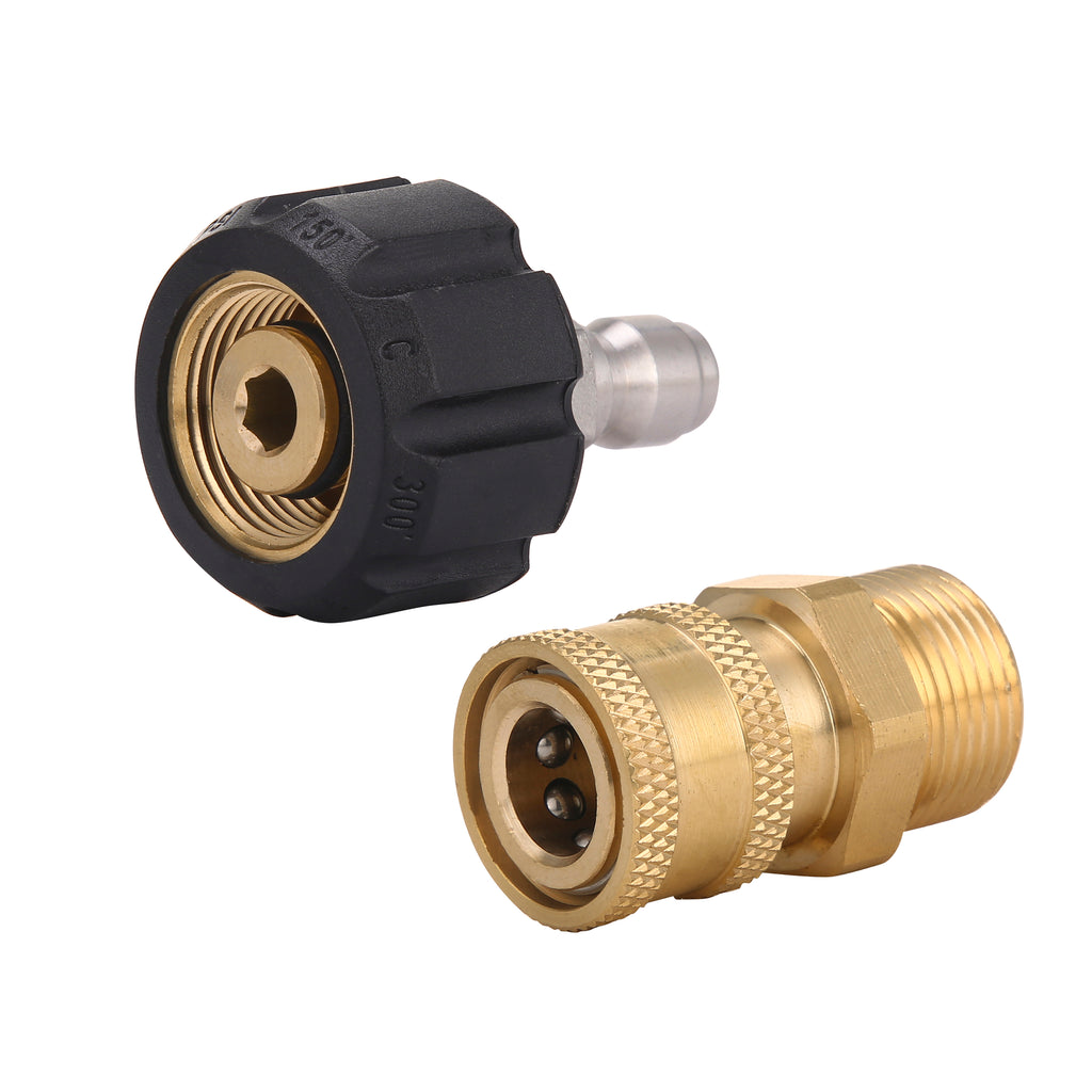 Pressure Washer Coupler Set, M22-14mm to 1/4" Quick Connector, 5,000 PSI