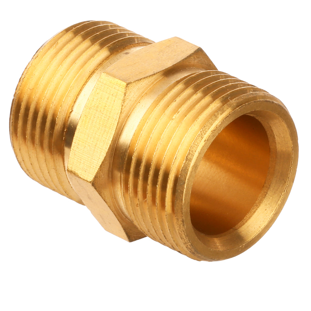 Pressure Washer Coupler, Male M22 15mm to M22 14mm Thread Connector, Brass, 4,500 PSI
