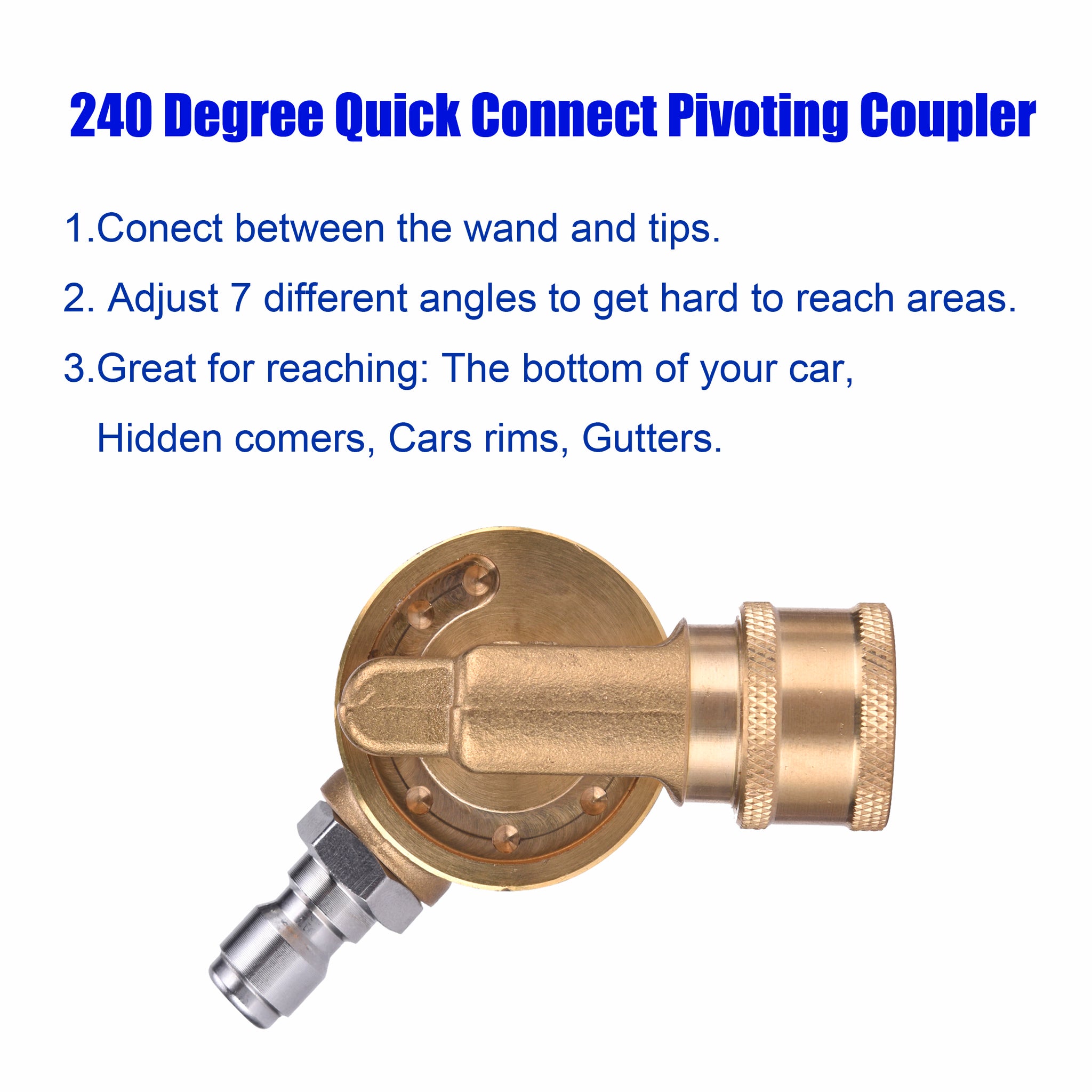 240° Rotation Pivoting Coupler, 1/4“ Quick Connect, Stainless Steel ...