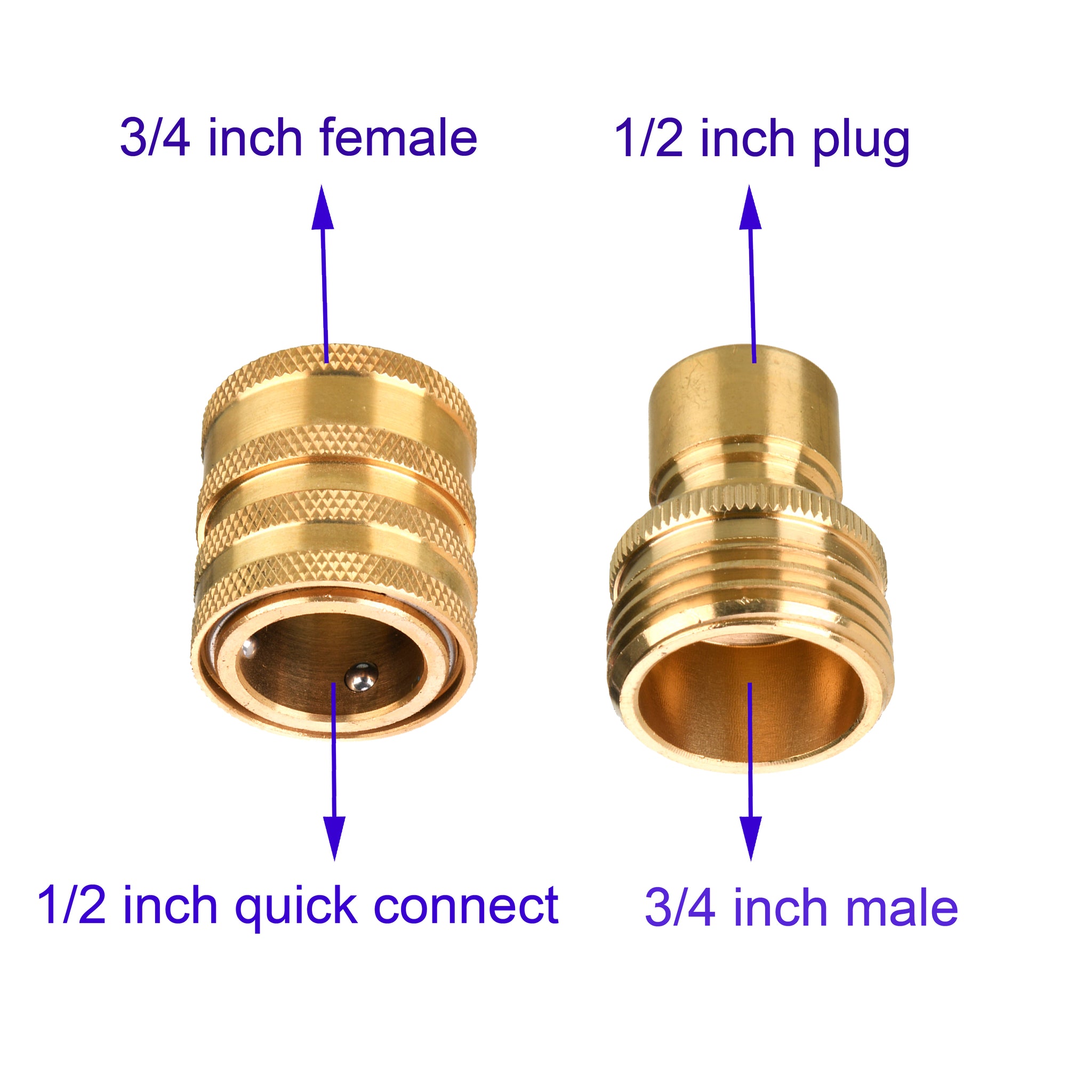 Pressure Washer Garden Hose Coupler Kit, 1/2" QC 3/8" QC, M22, 4Set