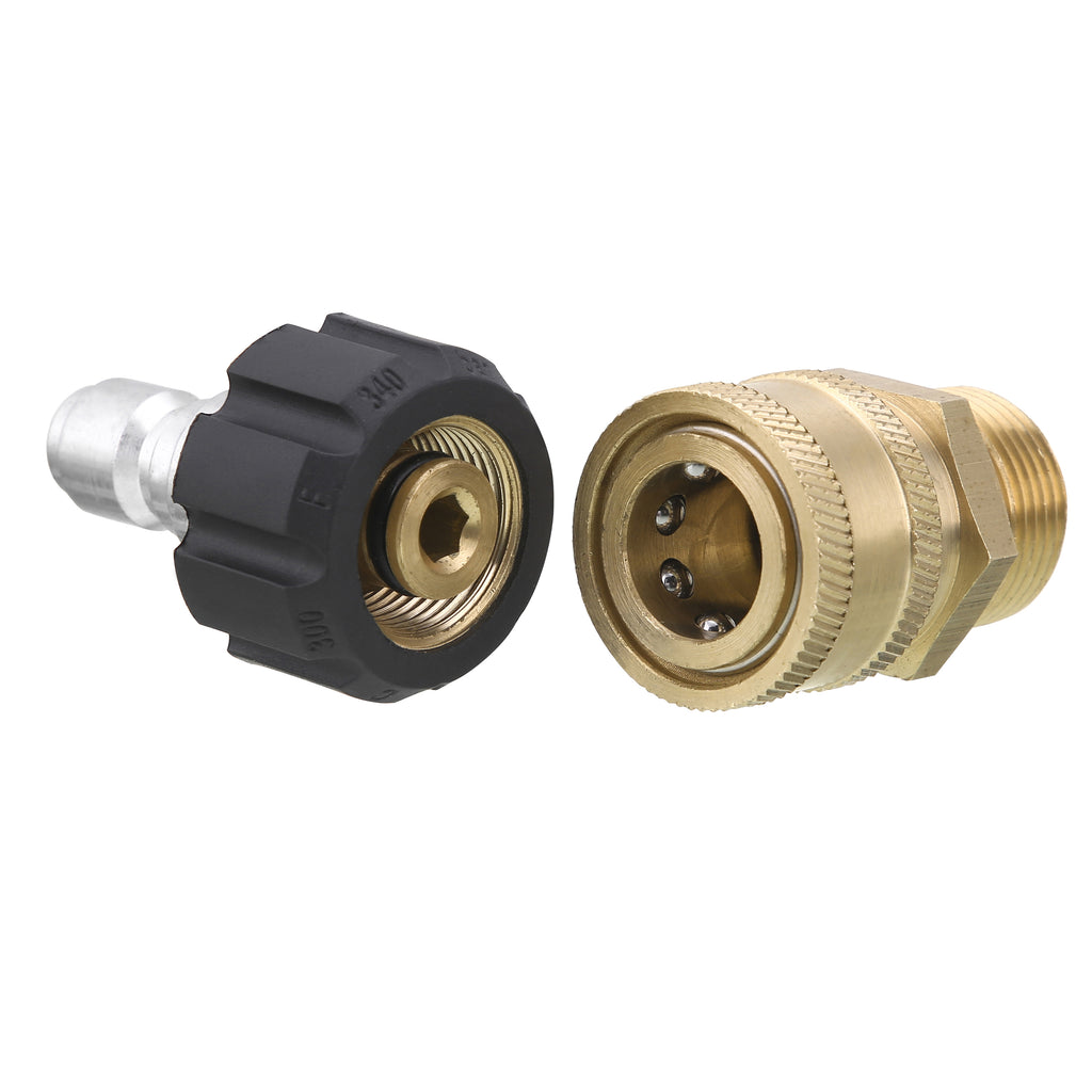 Pressure Washer Adapter Set, 3/8" Quick Connect, Female M22 to Male Thread, 5,000 PSI
