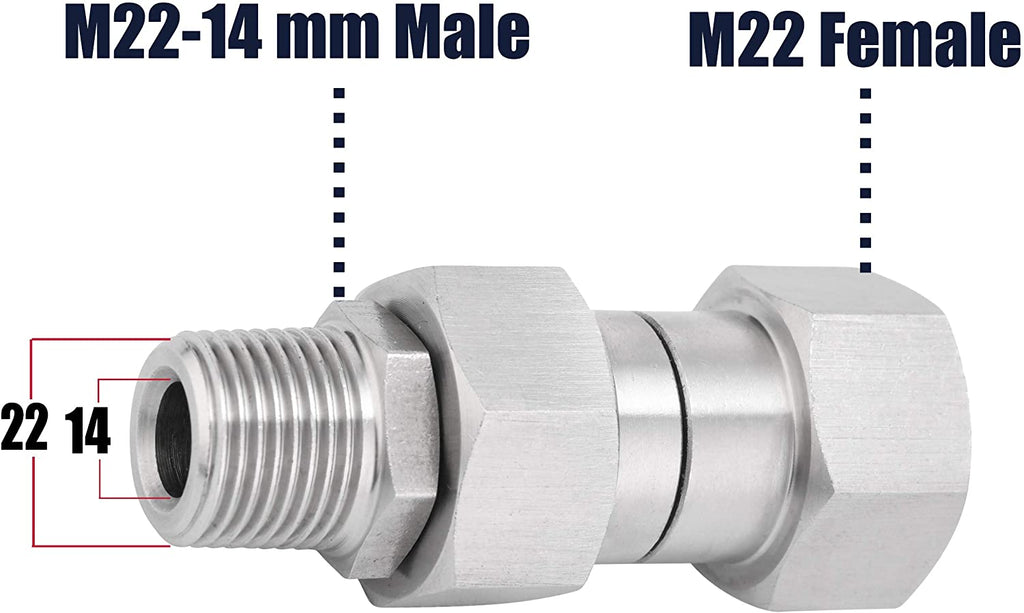 PWACCS Hochdruckreiniger Drehgelenk M22 14mm – 360° Drehbar, 5000 PSI, Für Schlauch & Pistole