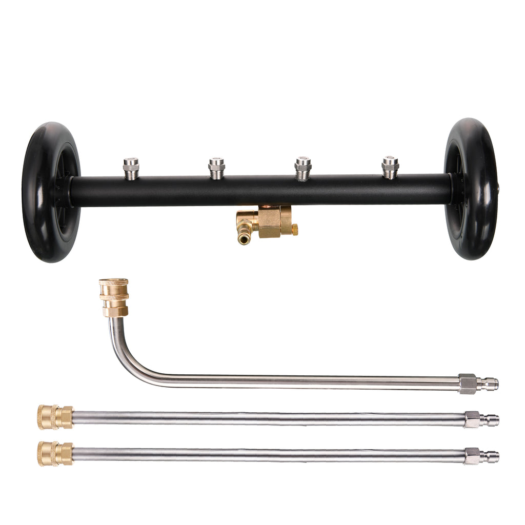 Premium Undercarriage Washer plus Water Broom 2-in-1 Cleaning Tool, 3 Extension Wands, 1/4" QC, 4,000 PSI