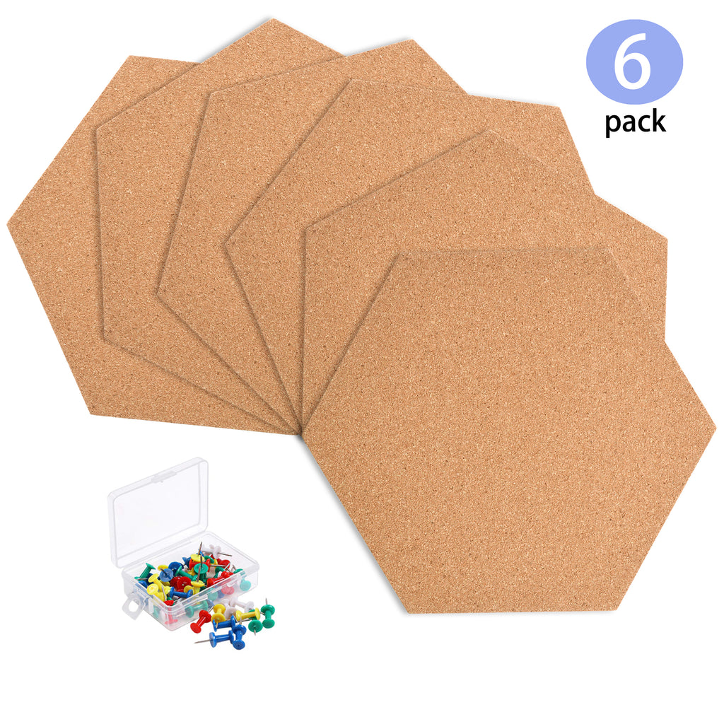 SUNGIFT Hexagon Cork Board Tiles Self Adhesive 6 Pack - 1/2 Thick Cor –  PWaccs