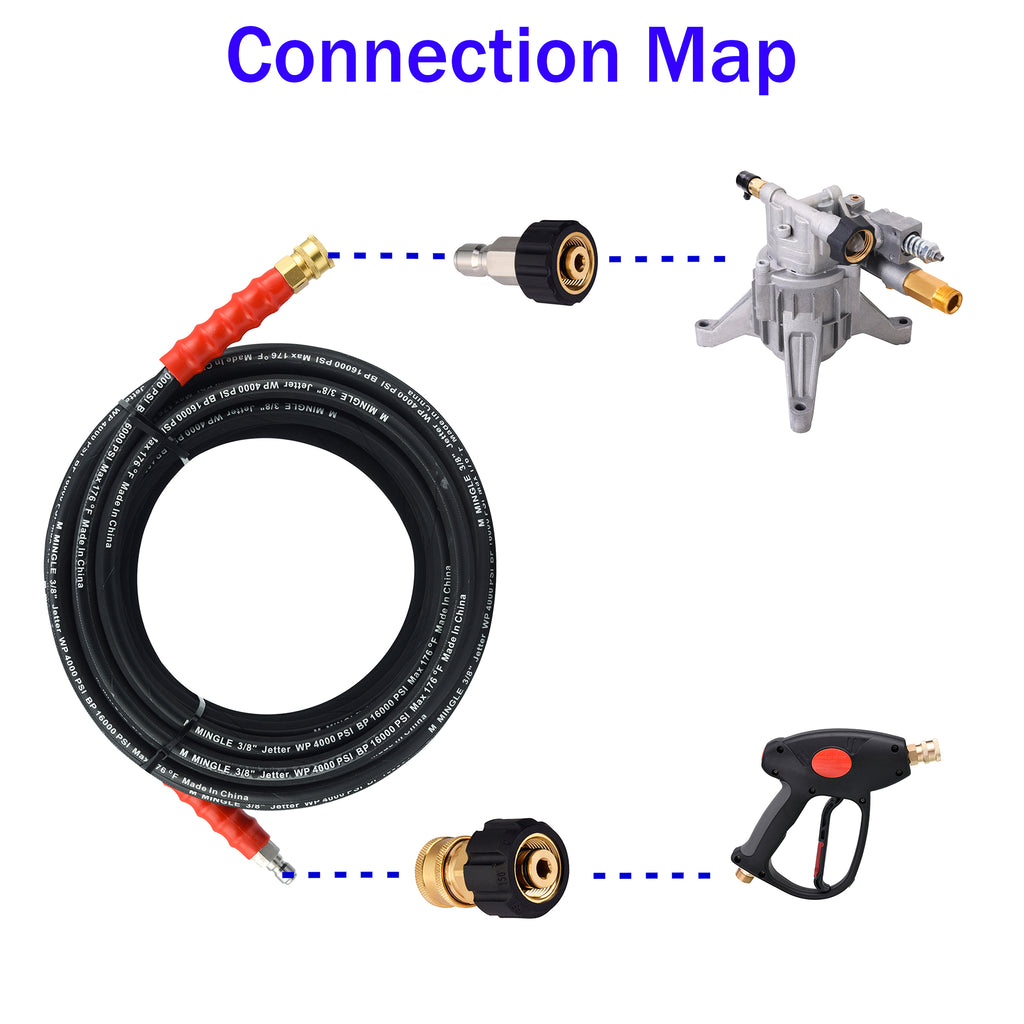 4000PSI Power Washer Gun Spray Wand Kit – 50FT Hose, M22 Quick Connect, 110V